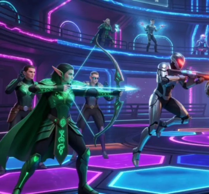 Team van spelers in een competitieve multiplayer-modus van FLEXGAMEPRO